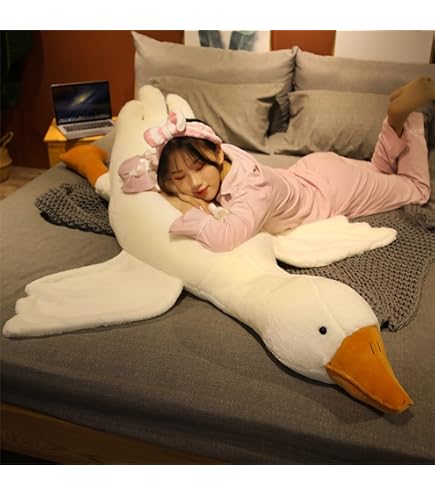 Riesige Gans Kuscheltier, 50 Cm – Weiches Plüschtier, Simulationsdesign, Mit Reißverschluss, Kuscheliges Spielzeug