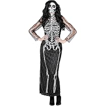 Widmann Skelett-Kostüm Aus Spitze – Enges Schwarzes Kleid Mit Knochen-Print – Perfekt Für Halloween & Mottopartys