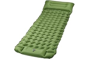 Quirlig Colchoneta Autoinflable, Colchoneta Camping Ultraligera, Colchoneta Hinchable Camping con Bomba de Pie integrada, Esterilla Hinchable Montaña 68 x 198 cm, Verde