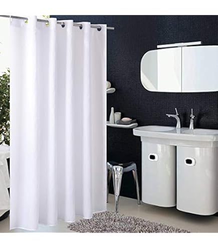 Modernes Duschvorhang-Set Ohne Haken – Ombré-Streifen Mit Durchsichtigem Netz, Doppellagig & Gewichtet, 180x188 Cm In Blau
