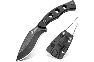 NedFoss SQUIRREL Neck Knife, Couteau de cou avec étui Kydex, couteau de chaîne 7CM avec clip de ceinture réglable, couteau de cou avec manche G10, mini couteau fixe en 8Cr13Mov, couteau de chasse