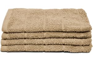 Sedalinne - Pack de 4 Paños de Cocina 45x45 cm, 100% Algodón 450 g/m² con Colgador - Beige