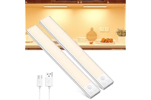 OUILA Schrankbeleuchtung LED mit Bewegungsmelder Unterbauleuchte Küche LED USB-C wiederaufladbar LED-Licht Dimmbar kabellos Nachtlicht für Küche Kleiderschrank Schrank 20.5CM 2 Stück