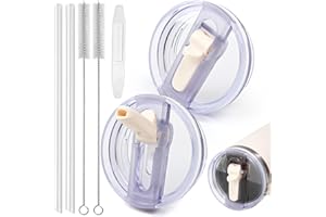 PRZRAO 2 Pièces 2025 Couvercle étanche pour Stanley Cup, 40 oz Amovible Stanley Cup Couvercle Étanche avec Paille, Sécurisé avec Paille Compatible avec Les Bols Stanley, Blanc