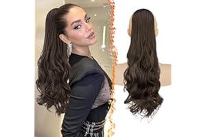 BARSDAR Marrón Cola de Caballo Extensiones con Cordón, 50cm Ondulado Peine Clip in Cola de Caballo Extensiones Pelo para Mujer Sintetico Natural Rizado Postizos Ponytail Extension