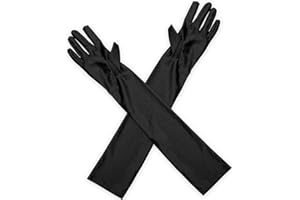 Vanyibro 2PCS Long Black Gloves Satin Elbow Length 1920s Opera Gloves Evening Costume Party Dance Gloves for Women
