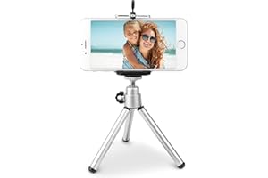 SUBTEL Mini Trépied pour Smartphone avec Fixation Universelle (5,5cm - 8cm) | Idéal pour Utilisation de Streaming Live, Conversation téléphonique et visioconférence. Rotation 360° Hauteur réglable 13-22cm
