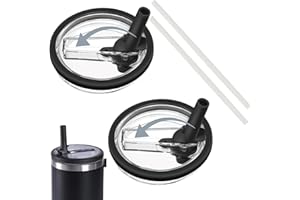 GZWY Zapasowa pokrywka do kubków 40 oz, 2 sztuki wielokrotnego użytku, szczelne i pyłoszczelne pokrywki kubków z pokrywką ze słomką, zapasowe pokrywki do akcesoriów Stanley Cup (czarne)