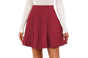 Genfien Gonne da Donna Corta Vita Elastica Alta A-Linea Elegante Mini Maglia a Tinta Unita Autunno Inverno