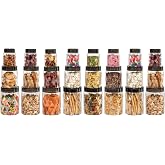 CELLO Diamond Pet Storage Container for Kitchen Set of 24 Pcs Black | 8x300ml, 8x650ml, 8x1200ml Freezer & Fridge Safe Stackable Airtight Kitchen Stor