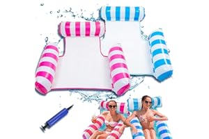 Atsmoce® 2 Pcs Letto Galleggiante Gonfiabile, 4-in-1 Amaca Gonfiabile per Piscina Multiuso, Amaca Galleggiante con 1 Pompa d'aria manuale per Estiva Beach Party per Adulti