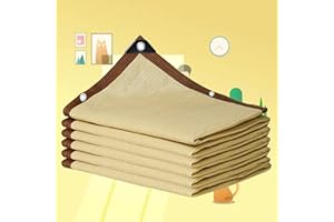 KSQP Toldos de sombra para invernadero, tela de sombra calada, 4 x 2 cm, lona de sombra transpirable con ojal, transpirable, patio, invernadero, planta, color beige y 4 x 4 m