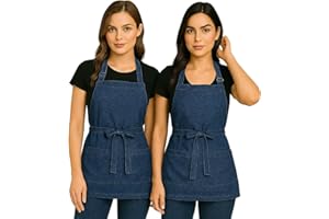 Didart Handmade Pack 2 delantales mujer y niña impermeables con 3 bolsillos – Ajustables y sin plancha– Ideal para cocina, barbacoa o camareras. Mandil camarera