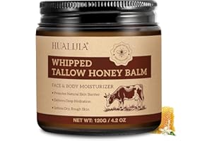 HUALIJIA Beef Tallow Creme, Rindertalg Creme für für Gesicht & Körper - 100% Grasgefüttertes Rindertalg, Natürlicher Honig & Bienenwachs Feuchtigkeitscreme, Schnelle Absorption & Hautfreundlich, 120g