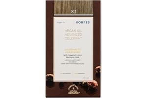 ‎KORRES KORRES Argan Oil Colorant – ammoniakfreie Haarfarbe mit Bio-Arganöl Hellblond Asch 8.1 – 100% Grauhaarabdeckung & vegan für ein langanhaltendes Farbergebnis