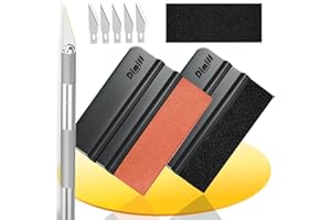 Dimiff Marouflette, Raclette Covering, Kit Papier Peint, avec Raclette en Feutre, Kit Covering Voiture, kit Pose Film vitre, maroufleur Plastique avec Cutter |Grand Noir