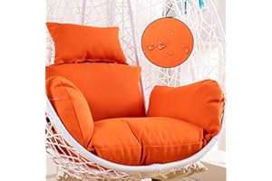 Yadlan Coussin Fauteuil Suspendu Exterieur Jardin, Lavable Coussin de Chaise Suspendue Oeuf, éPais Impermeable Coussin pour Hamac Suspendu avec Dossier Appuie-TêTe Accoudoirs Orange