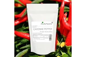 Nutrics® Capsaicin 550mg Cayenne Pepper 100% Pure 180 V Capsules (2 Months Supply) Suitable for Vegan Vegetarian Halal Kosher