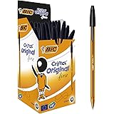 BIC Cristal Original Fine Ball Pens Fine Point (0.8 mm) - Black, Box of 50
