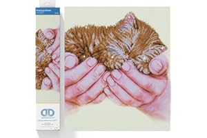 DIAMOND DOTZ intermedio, DD7 Pintura, Kit para Principiantes, Lienzo Poliéster, Gatito Precioso, 52 x 40 cm