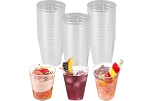 FINDIR 50 Piezas Vasos de Chupito de Plástico 30 ml Reutilizables Transparente Vasos de Chupito para Fiestas Bodas Cumpleaños Picnic