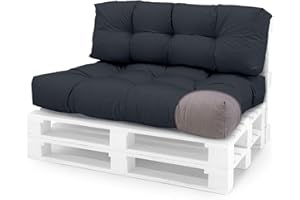 Spatium Cojines para pales europalé palets Funda desenfundable, Impermeable Antracita 2-Piezas Set