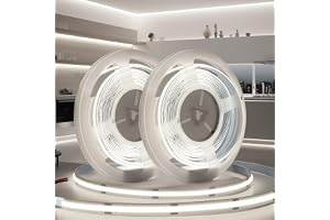 BRIMETI COB LED Strip 12V 10M LED Resma Kall Vit 6000K 320LEDs/m Flexibel High Density IP20 Självhäftande Band för Sovrum kök