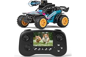 suangrc Camion RC avec Caméra FPV, Voiture Télécommandée 2.4GHz, Écran 2,4", 2 Vitesses, Camion Tout-Terrain Rechargeable pour Enfants et Adultes Débutants