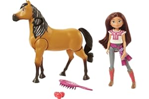 ​Spirit L'indomptable, coffret poupée Lucky et figurine cheval Spirit articulé, accessoires fidèles au film inclus, jouet pour enfant, GXF95