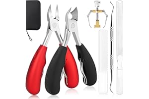 RAINPOP 6 Piece Professional Toenail Pliers Set, Super Sharp Nail Clippers Made of Stainless Steel for Thick and Ingrown Strong Toenails, Toenail Scissors for Seniors, Pedicure Set for Paronychia