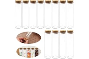 WYYFXY® 12 Stück Flachboden Reagenzglas mit Korken 60ml Reagenzgläser mit Korken 30x120mm Reagenzgläser Glas Reagenzglas Vase für Blumen Süßigkeiten DIY Deko Geschenk