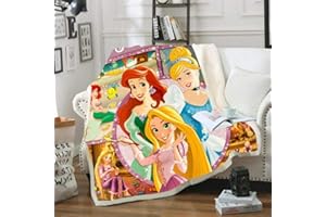 Goplnma Princess, coperta Cenerentola e Belle, coperta in pile Rapunzel Ariel e Jasmine, extra large (100 x 140,7)