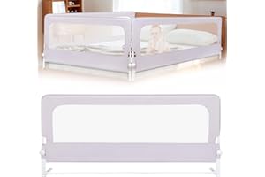 LANTUS Barrera Cama Infantil, Barandilla de Seguridad Cama de Niño Protección Cuna Bebé Guardería Dormitorio Habitación Protector Riel Barrera, Gris - 180 x 70 x 26 cm