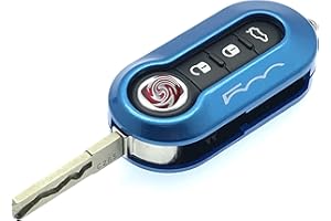 Nordecco Carcasa protectora brillante para llave compatible con Fiat 500C 500-500L ABARTH GRANDE PUNTO Brava, Panda, Stilo Linea, color azul