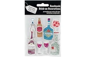 Express Yourself MIP MIP 3D Stickers Bottles and Glasses, Acrylic, Multicoloured, 0.09 x 3.9 x 5.9 cm