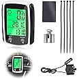 Bike Computer 19 Functions Universal IP54 Waterproof Bicycle Speedometer Odometer with LCD Backlit Display Touch Screen Automatic Start/Stop Wired Cycling Computer MTB Accessories for All Bikes