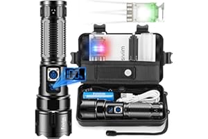 Fsiviim Lampe Torche LED Ultra Puissante, 500,000 Lumens Lampe Torche rechargeable, lampe torche tactique, longue portée, 5 Modes D'éclairage, Zoomable, Pour Camping