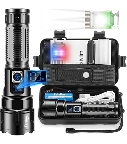 SIUYIU X233 Taktische Taschenlampe – 3200 Lumen, Zoombar, Wiederaufladbar – IPX65 Wasserdicht, Mit Fernbedienung & LCD-Anzeige