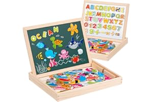 Uping Puzzle Magnetico Legno 130 Pezzi con Lavagna a Double Face per Bambini 3 Anni+