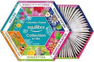 Equilibra, Cofanetto Tisane Funzionali, 60 bustine, 6 Varianti, Tisane Detox, Energia, Pancia Piatta, Digestiva, Relax, Snella∈ Linea, Idea Regalo, con Materiali Riciclabili, Ottime Anche a Freddo