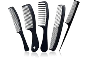 AHLPO Haarkamm Kamm Set - 5PCS Professioneller Friseur Präzisionskamm, Barbier Haarstyling Salon Breiter Zahnkamm Carbon Doppelzahnkamm, Antistatischer Styling Hair Comb für Männer und Frauen