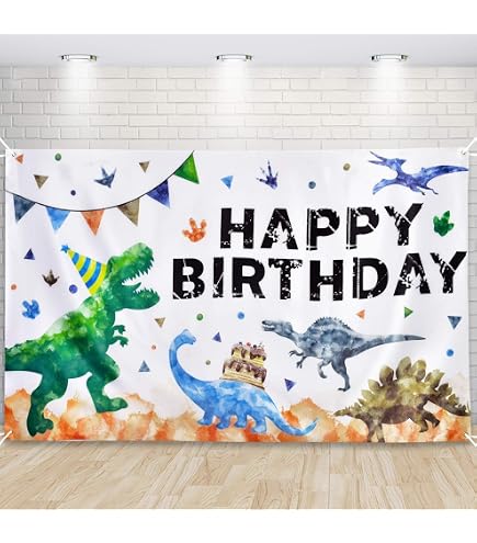 5x3ft Watercolor Dinosaur Backdrop - Dinosaur Jungle Birthday Party Decor & Photo Booth Background - View #8
