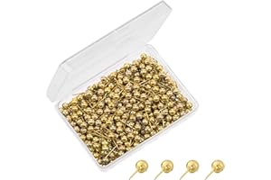 DHSWNNG Pinnwandnadeln, Reißnägel Goldkopf Anstecknadeln Reißzwecke Karte Nagel Pinnadeln Stecknadeln Map Push Pins mit Aufbewahrungsbox für Weltkarte Pinnwand Basteln (60 Stück, Gold)