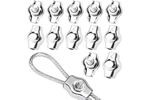 Zorplex 12 Morsetti per Fune Metallica M2, Clip in Acciaio Inox 304 per Cavo 2 mm, Fermacavo per Fune di Acciaio, Fissaggio Tende, Tendifuni e Progetti Domestici e Industriali (12, M2)