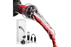 AUROAY Set de Decantador de Vino con Tapón de Vacío y Cortador 2 en 1 Vertedor de Vino con Aireado Accesorios para Beber Vino