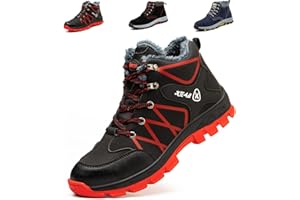 SVVSHE Winter Sicherheitsschuhe Herren Damen Arbeitsschuhe Leicht Atmungsaktiv wasserdicht Schutzschuhe mit Stahlkappen Sicherheitsstiefel Warm Gefüttert