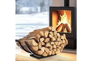 Qiang Ni Fireplace Wood Holder: Firewood Storage Shelves for Yard Patio Garden - Indoor Curved Log Wood Rack for Firewood - 30 Inch