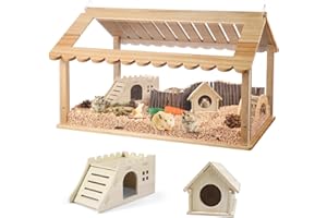 SENNOR 24-inch Syrian Hamster Cage with 2 Small Hamster Houses - Durable, Easy Clean Guinea Pig Cages, Clear View Design for Active Small Pets