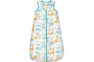LILBESTIE Baby Sleeping Bag 1.0 TOG, Cotton Baby Sleep Bag Newborn Sleep Sack Sleeveless Sleep Sack 0-6 Months for All Seasons, Elephant