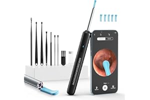 KAUGIC Otoskop do usuwania woskowiny z uszami, bezprzewodowy środek do czyszczenia uszu z kamerą 1080p HD, zestaw do usuwania woskowiny z 8 elementami, otoskop ze światłem do iPhone i Android